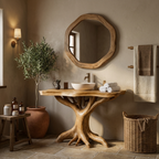Modern Solid Wood Bathroom Vanity Live Edge Design For Luxury Bathroom