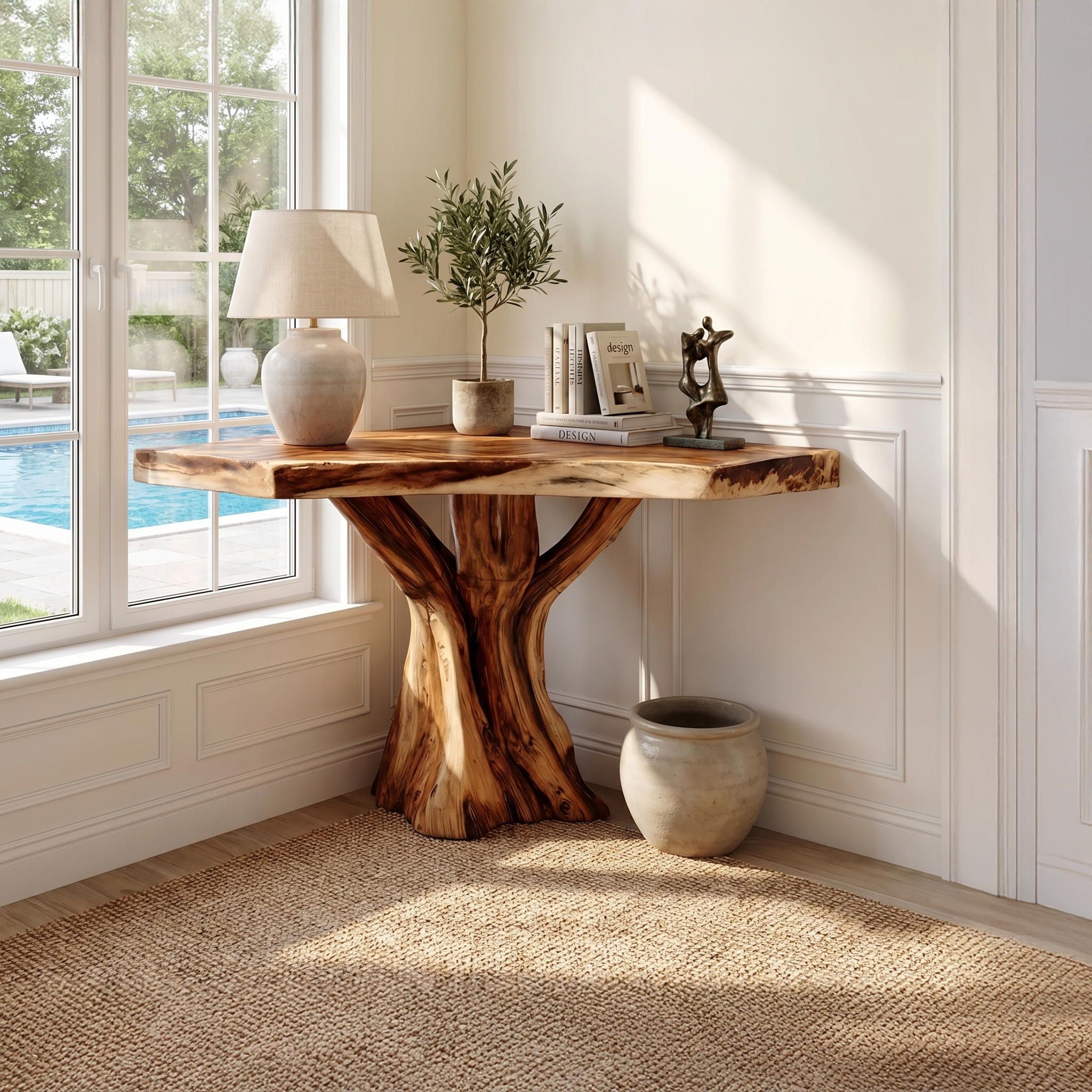 Modern Sculptural Live Edge Console Table For Entryway Furniture