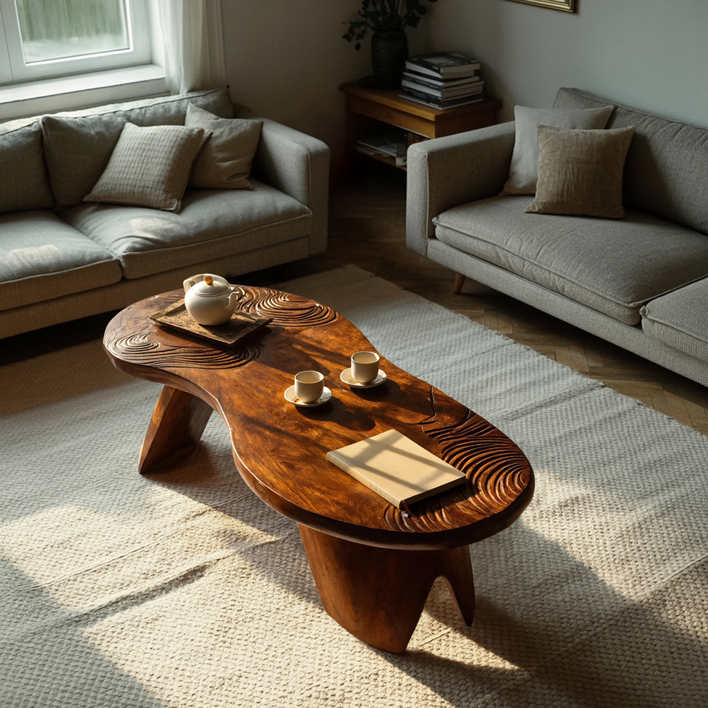 Farmhouse Irregular Abstract Coffee Table For Living Room