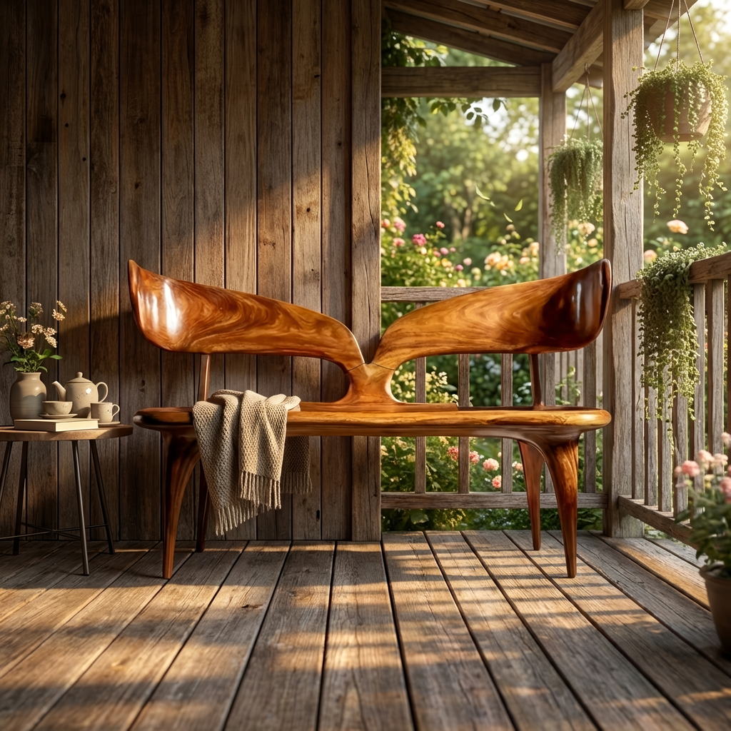 Natural Live Edge Wood Bench For Entryway Seating Area