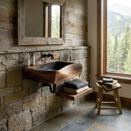 Farmhouse Wall Mounted Wooden Bathroom Sink For Warm Bathroom Decor
