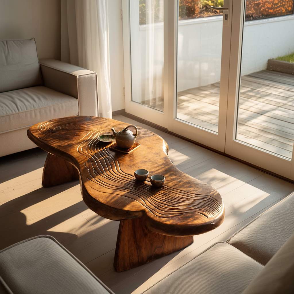 Mid Century Handcrafted Live Edge Coffee Table For Living Room