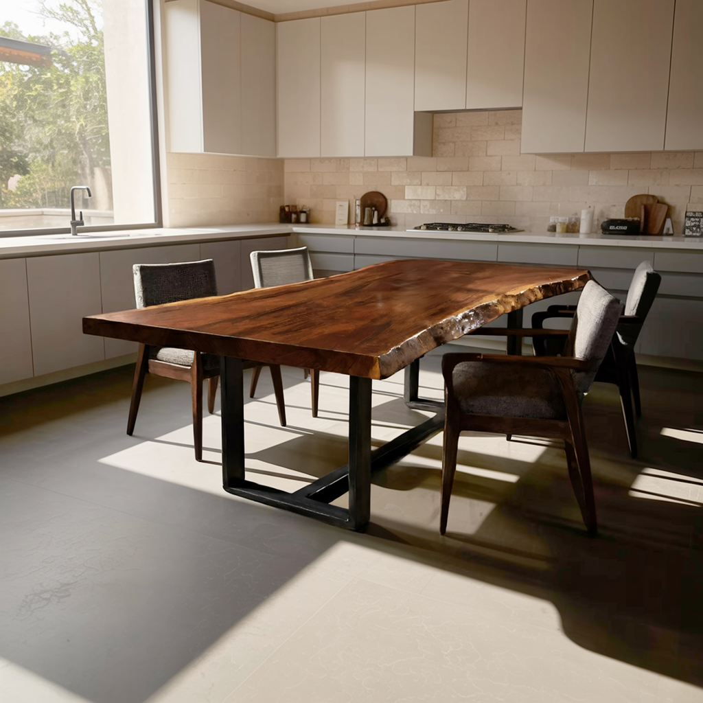 Furniture Decor Modern Live Edge Dining Table Clean Lines
