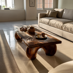 Handcrafted Solid Wood Irregular Coffee Table For Living Room