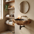 Modern Wooden Wall Mounted Bathroom Sink For Floating Bathroom Design