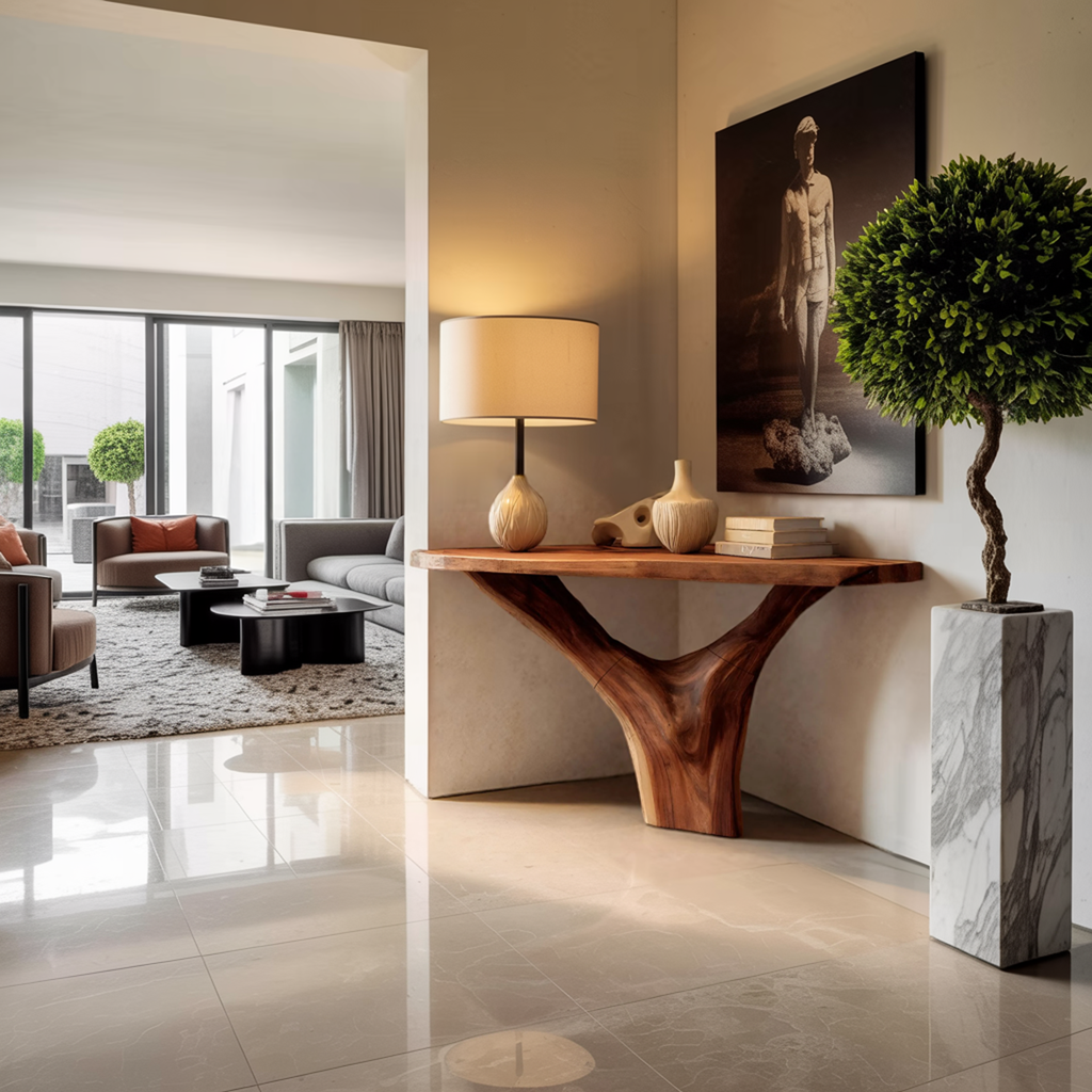 Modern Live Edge Console Table Solid Wood Artistic For Living Room