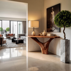 Modern Live Edge Console Table Solid Wood Artistic For Living Room