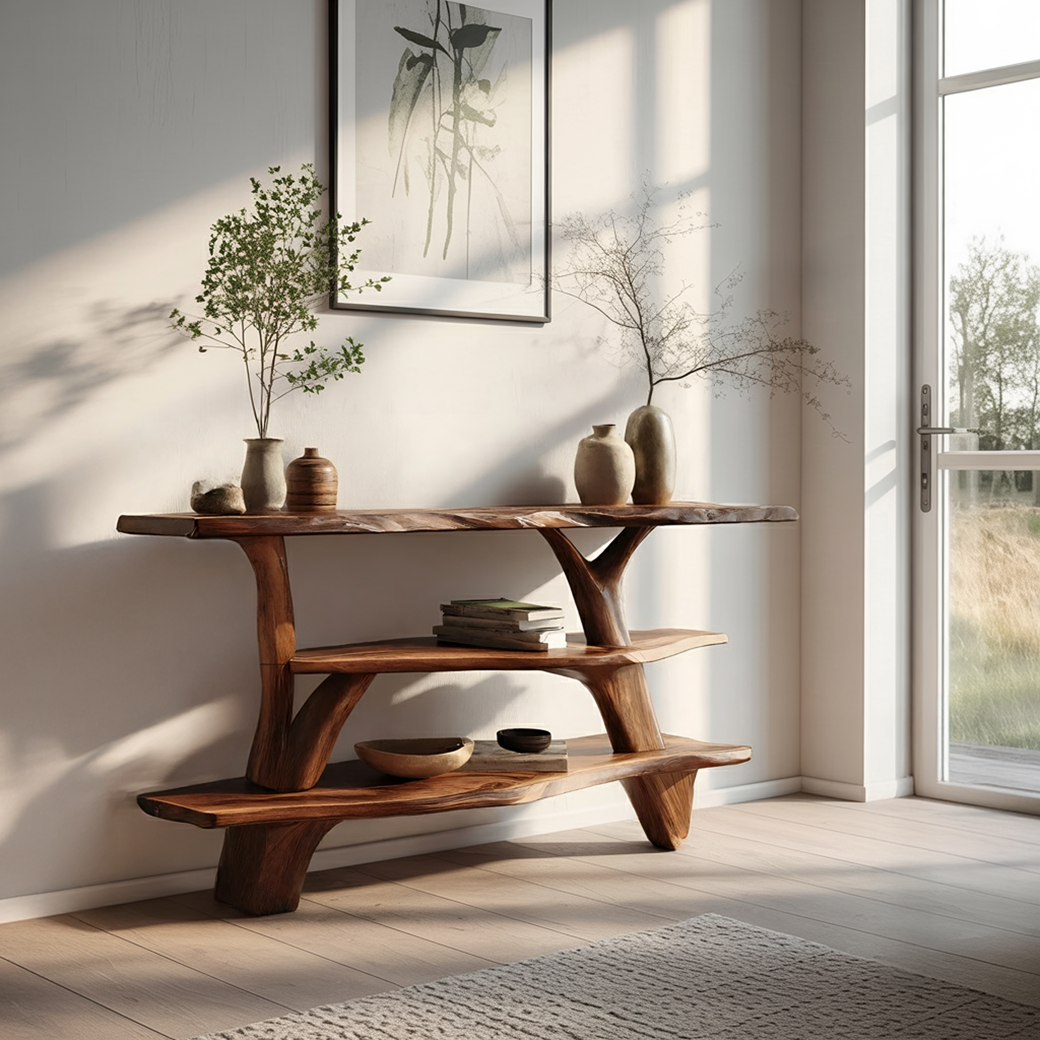 Modern Live Edge Entryway Table For Bedroom Furniture Decoration