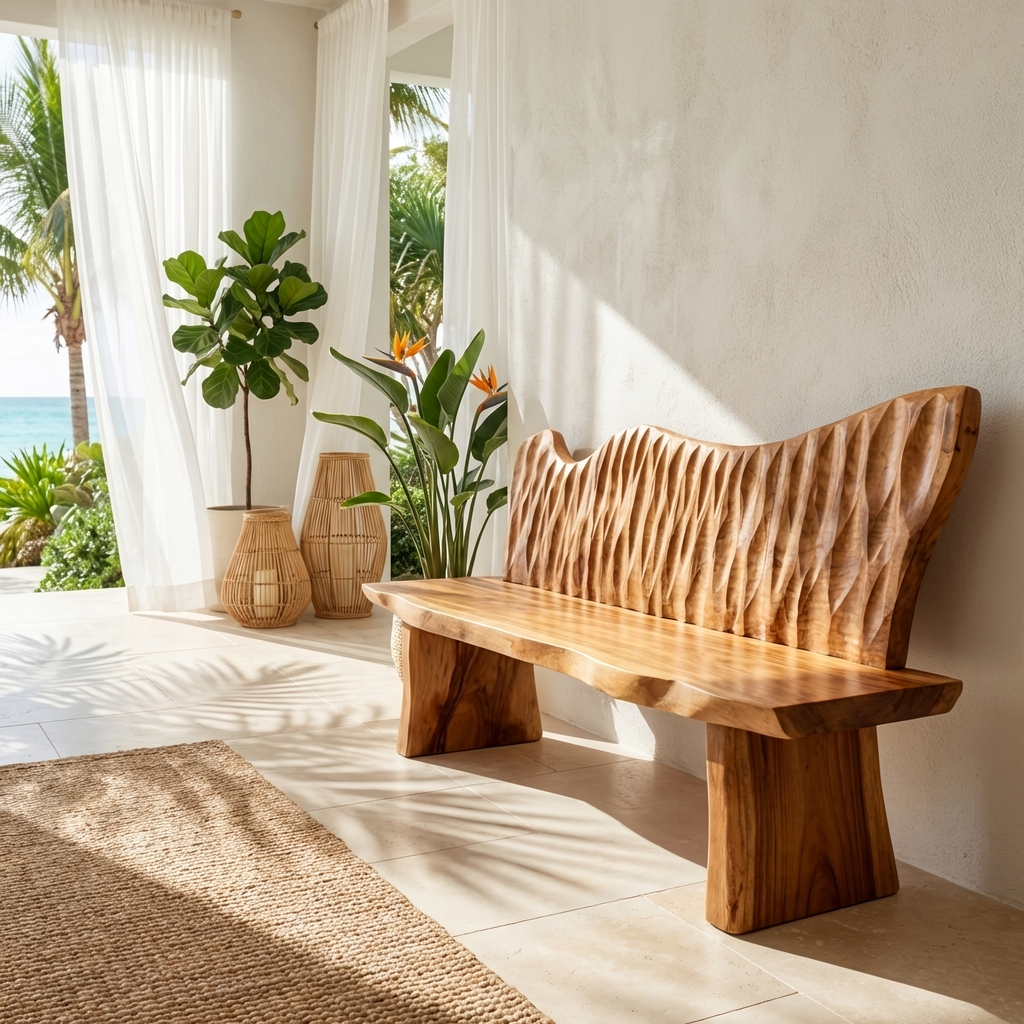 Handcrafted Rustic Wood Entryway Bench For Home Interior