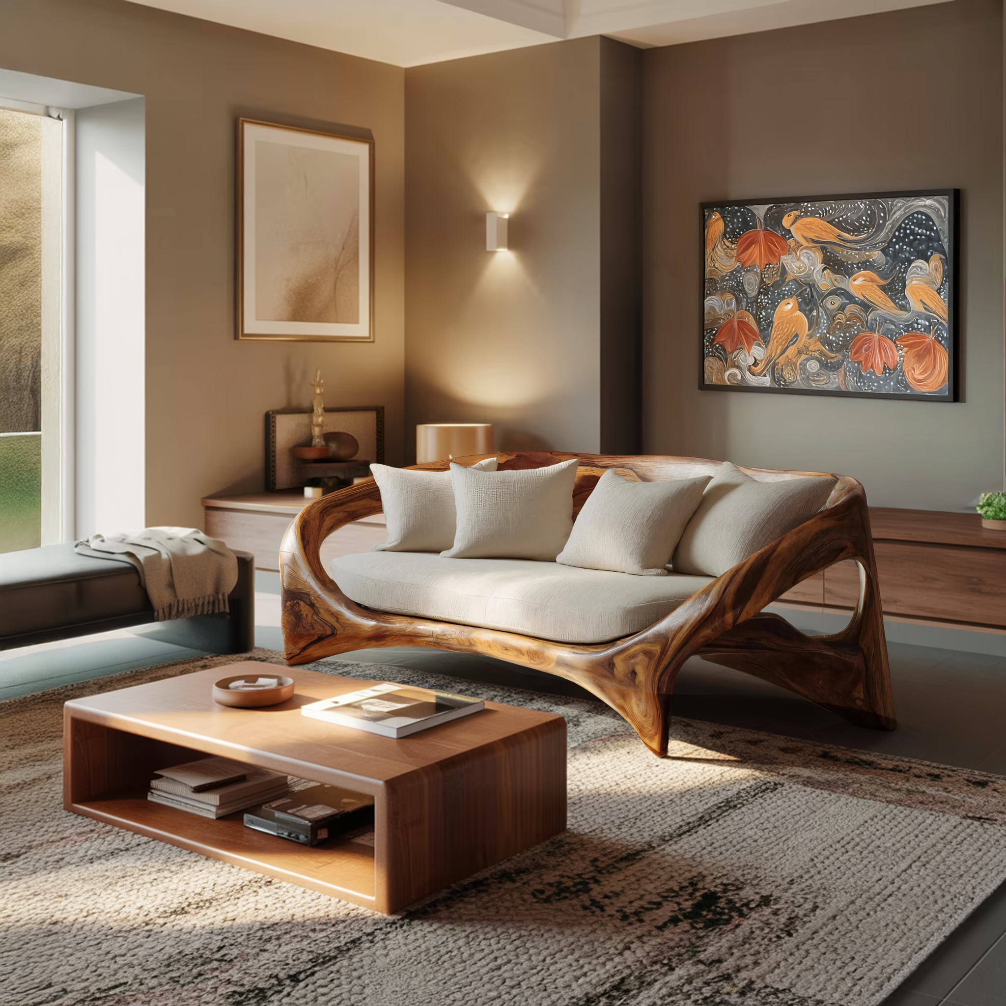 Organic Sculptural Sofa For Living Room Space