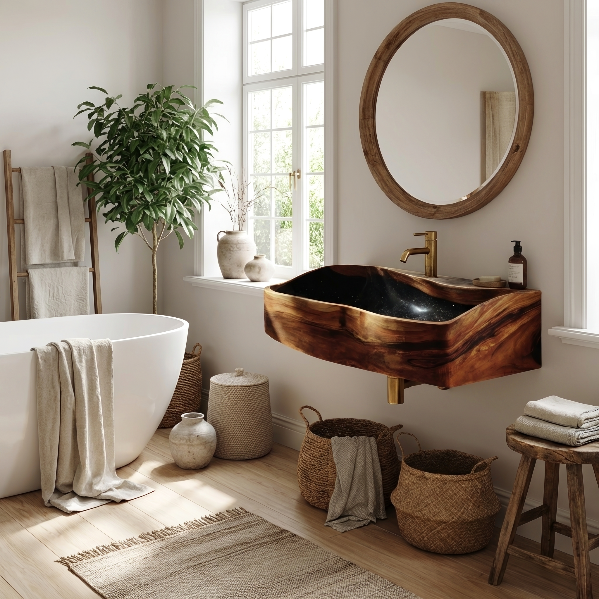 Handcrafted Wooden Vanity Sink For Bathroom Furniture Decor