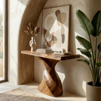 Farmhouse Solid Wood Console Table Organic Sculptural For Home Decor