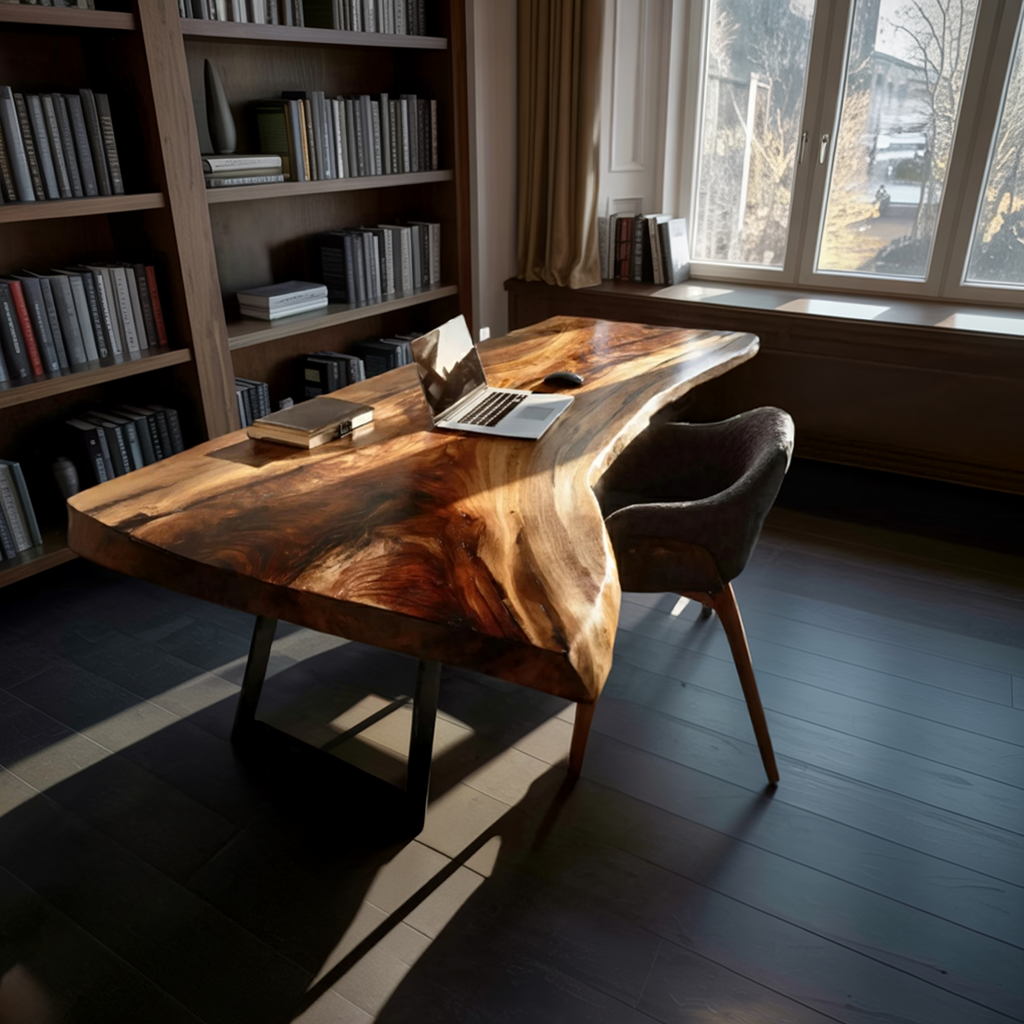 Farmhouse Handmade Live Edge Desk For Interior