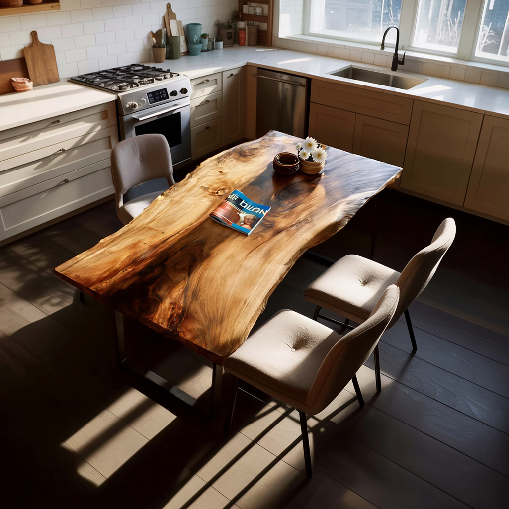 Dining Room Modern Wooden Live Edge Dining Table Natural