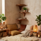 Modern Wooden Live Edge Mushroom Shelf For Living Room Wall Decor