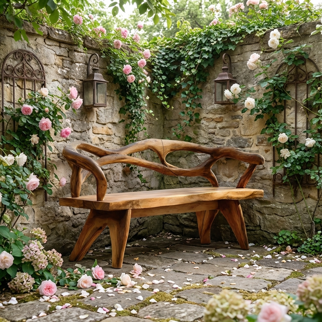 Natural Solid Wood Entryway Bench For Hallway Interior