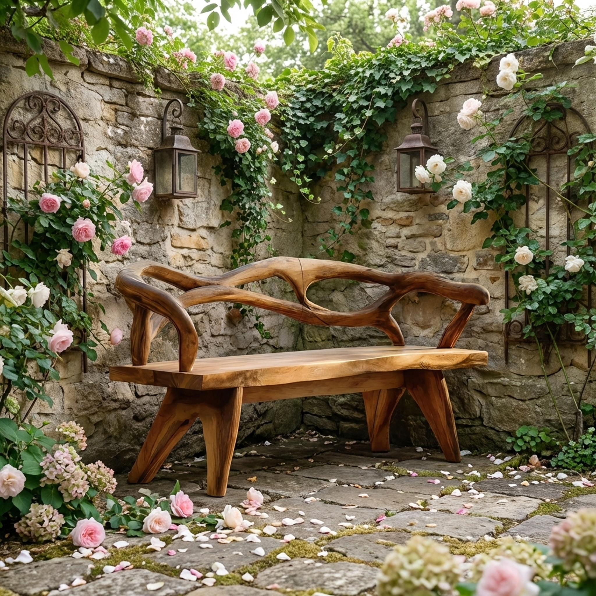 Natural Solid Wood Entryway Bench For Hallway Interior
