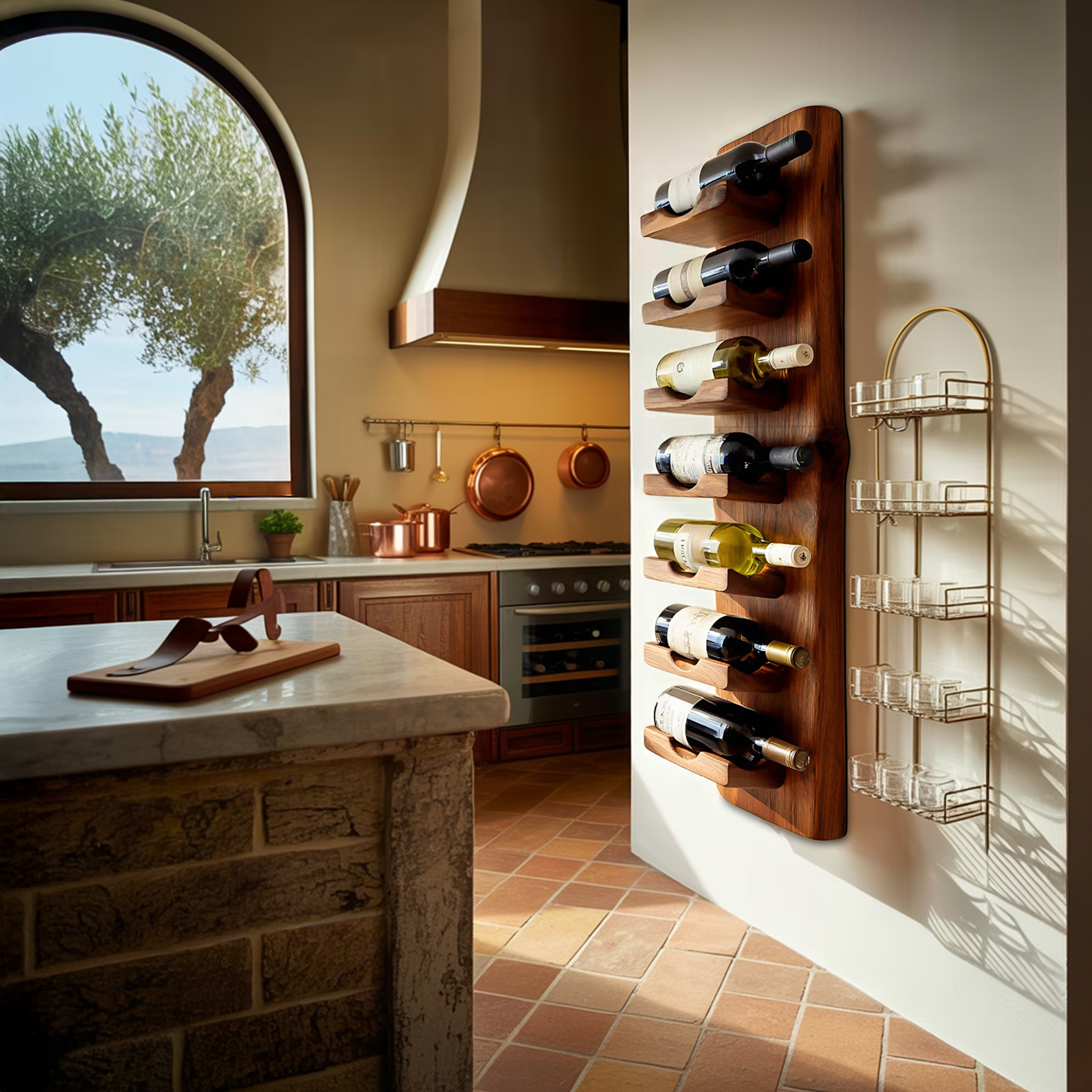 Vertical Wine Bottle Holder Wall Mounted For Dining Or Home Bar