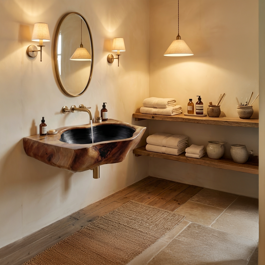 Farmhouse Solid Wood Vanity Sink For Bathroom Interior Decor