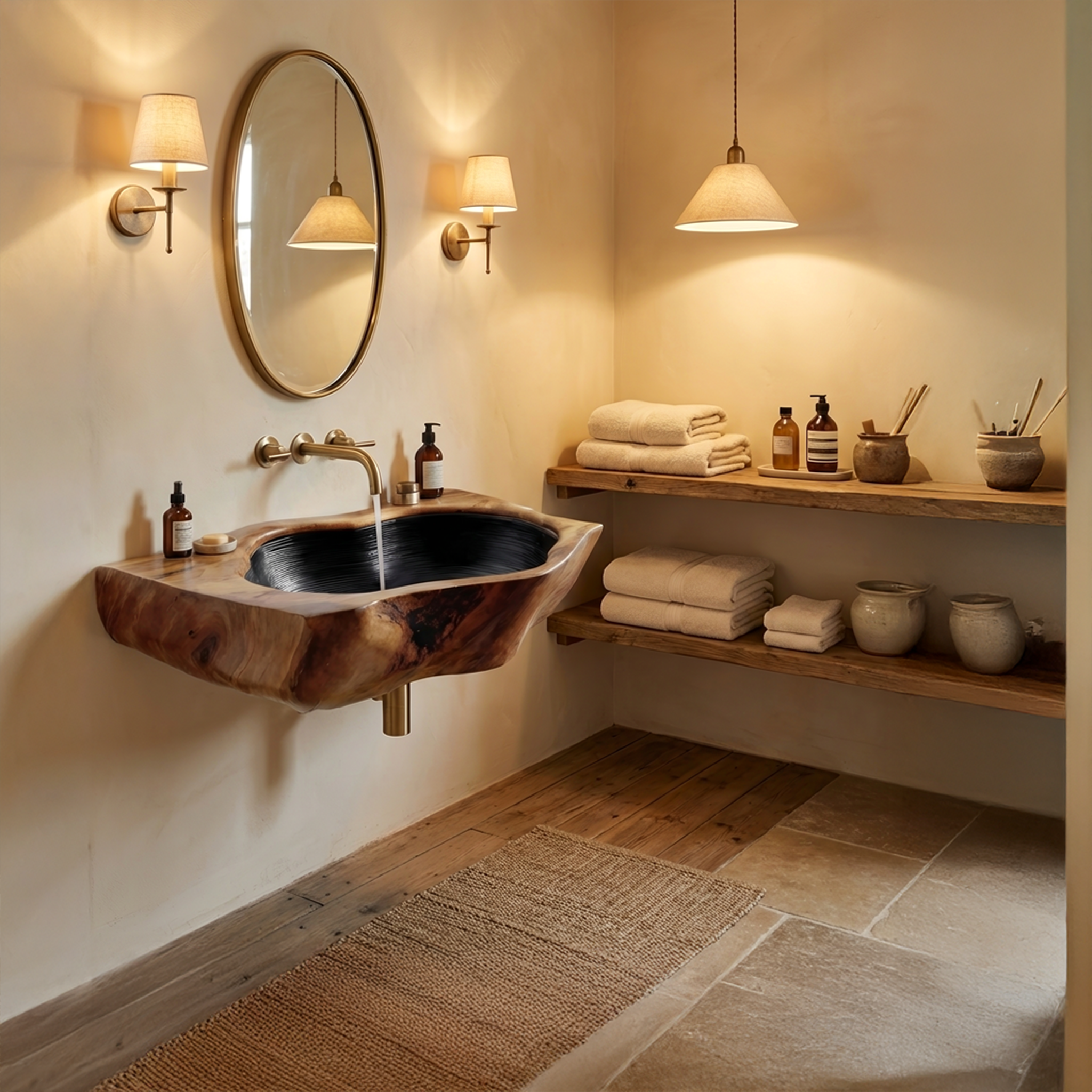 Farmhouse Solid Wood Vanity Sink For Bathroom Interior Decor