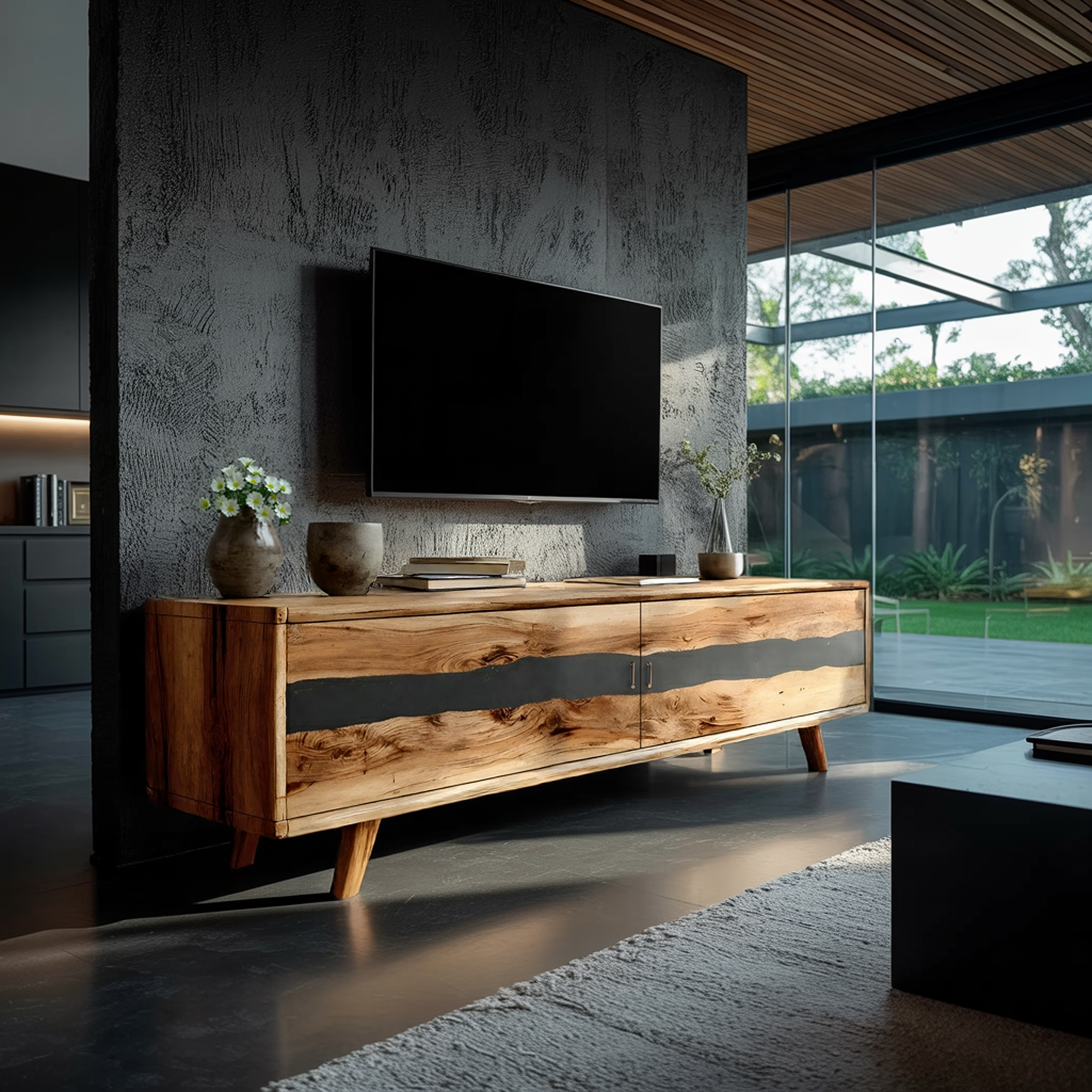 Modern Live Edge TV Stand For Bedroom Furniture