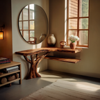 Mid Century Solid Wood Console Table Artistic Sculptural For Bedroom Decor