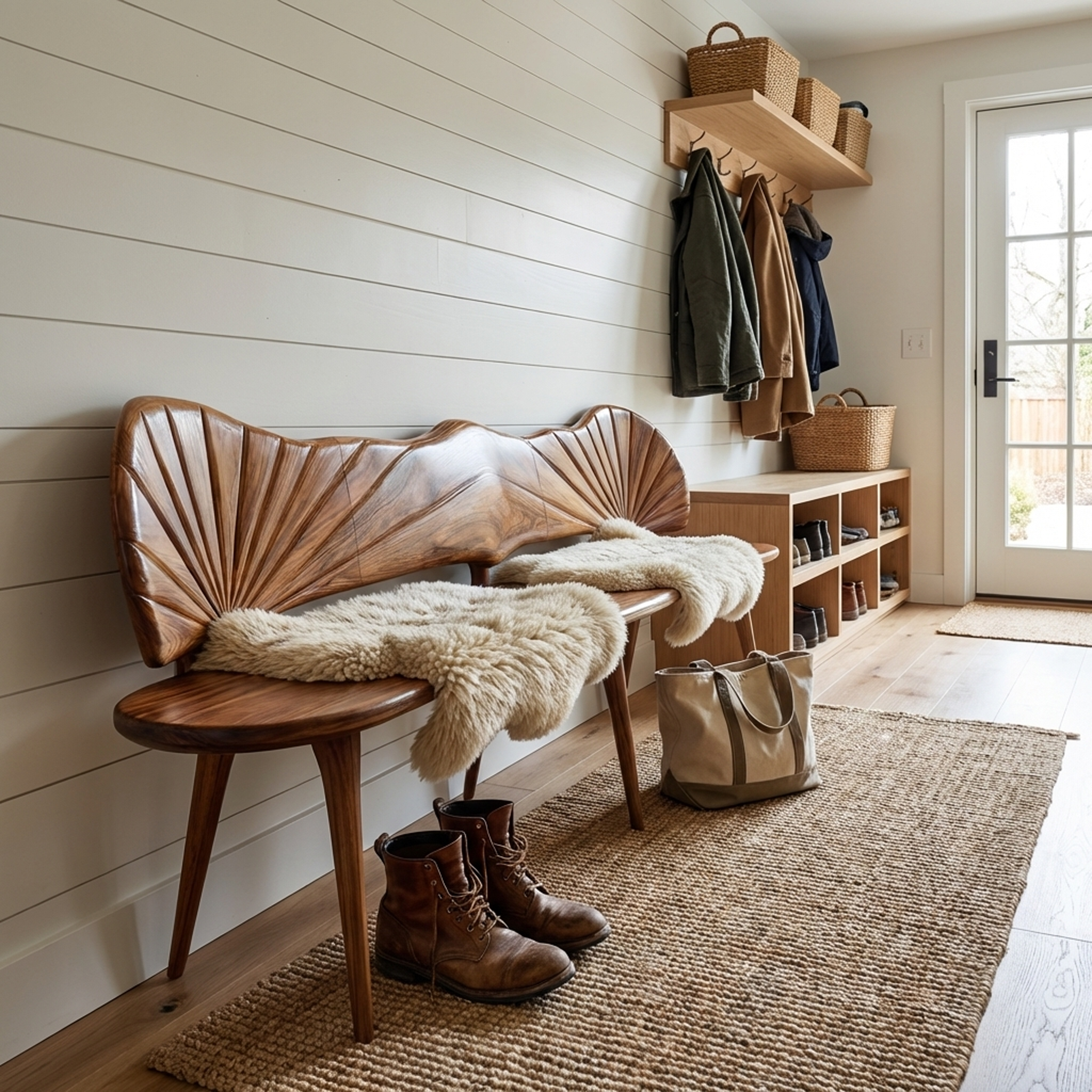 Rustic Wooden Entryway Bench For Hallway And Foyer
