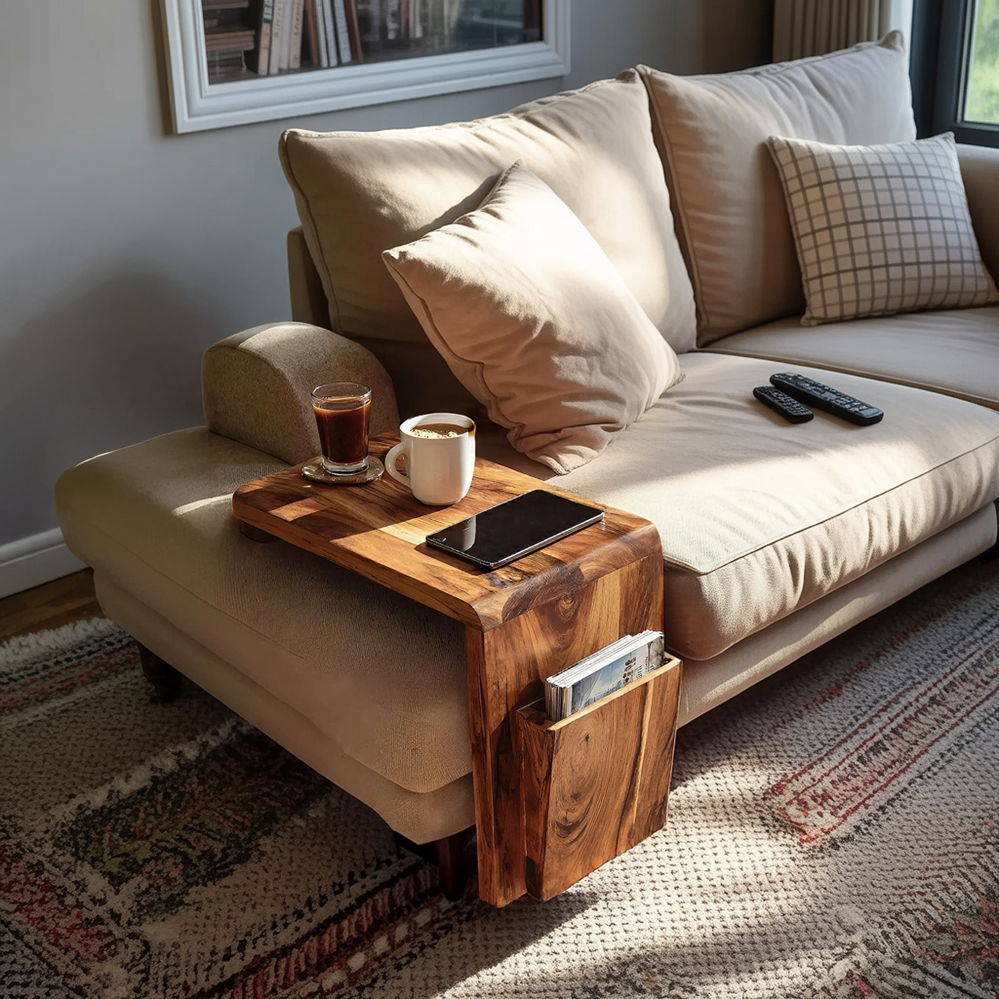Modern Solid Wood Armrest For Living Room Decor