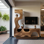 Wavy Sculptural TV Console Media Cabinet For Living Room And Lounge