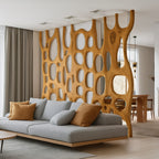 Artistic Sculptural Wood Room Divider For Living Room And Office