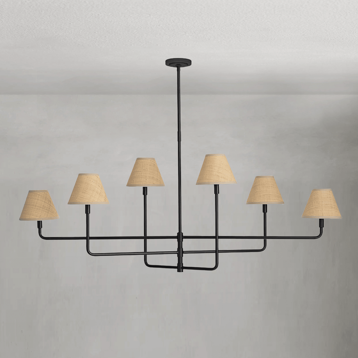 Polara Rattan Chandelier in Blackened Brass - casivra