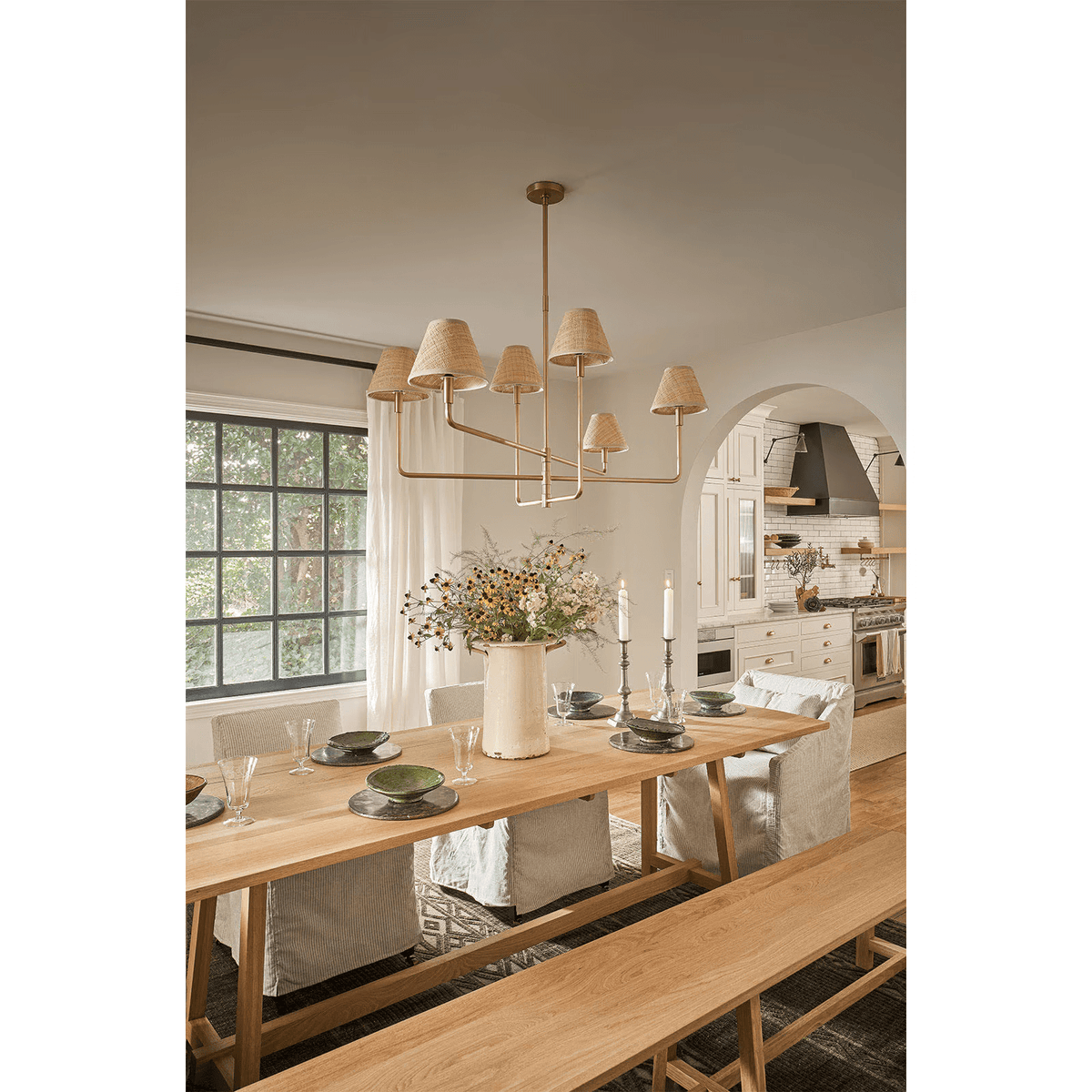 Polara Rattan Chandelier in Blackened Brass - casivra
