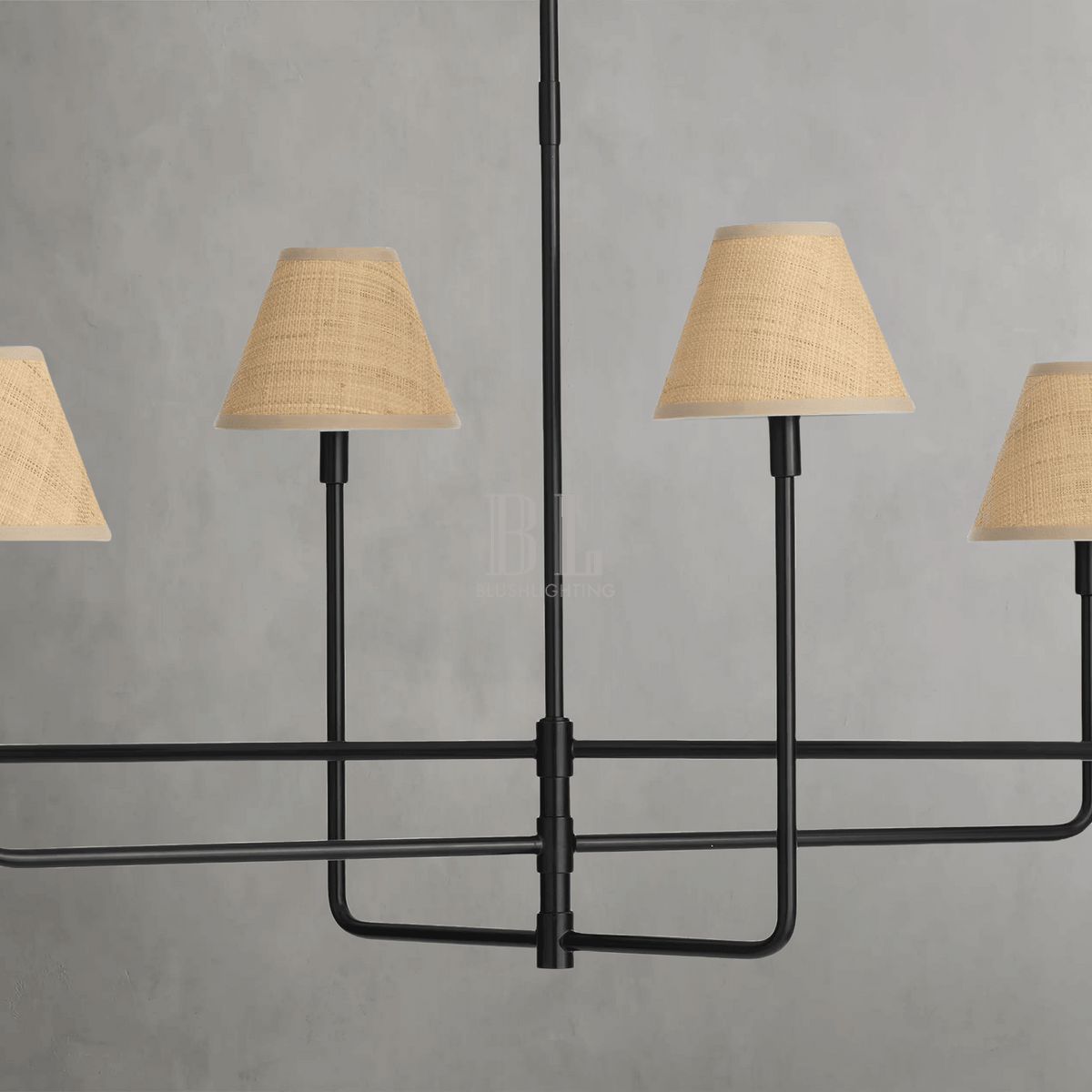 Polara Rattan Chandelier in Blackened Brass - casivra