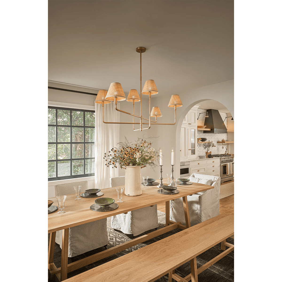 Polara Rattan Chandelier in Blackened Brass - casivra