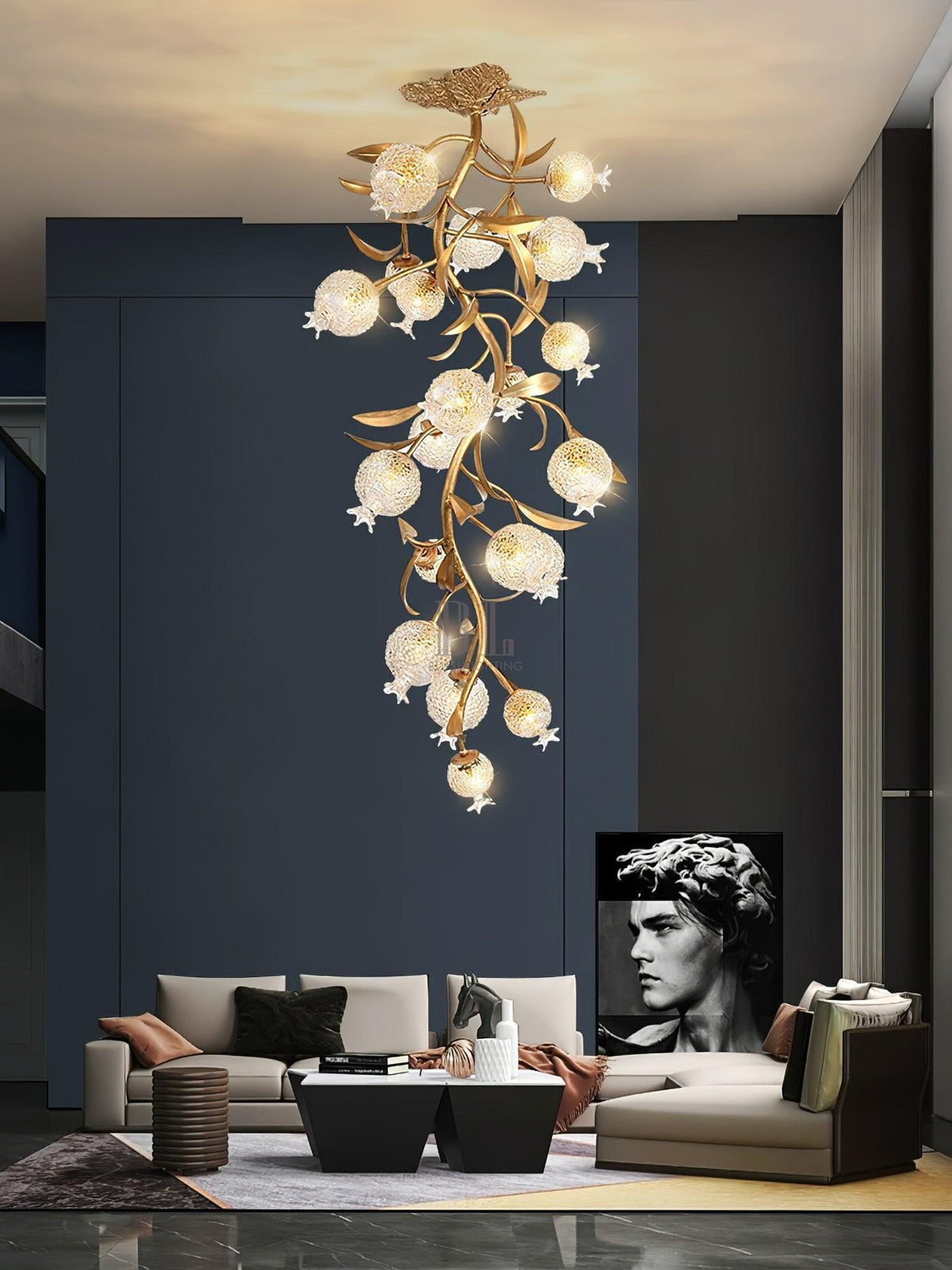 Pomegranate Brass Branch Chandelier - ∅ 19.7″ x H 51.2″ / Dia 50cm x H 130cmDark Coppercasivra