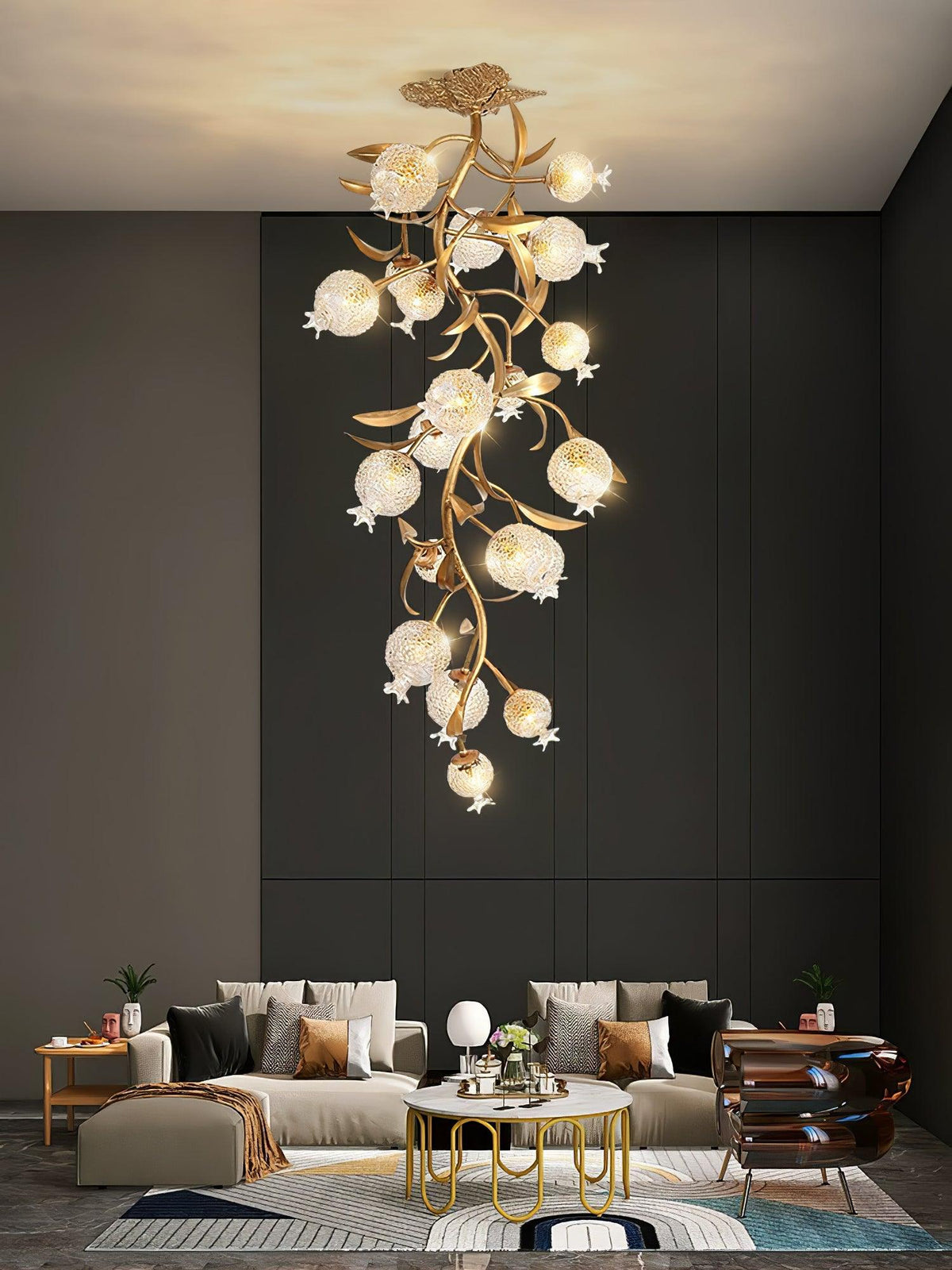 Pomegranate Brass Branch Chandelier - ∅ 19.7″ x H 51.2″ / Dia 50cm x H 130cmDark Coppercasivra