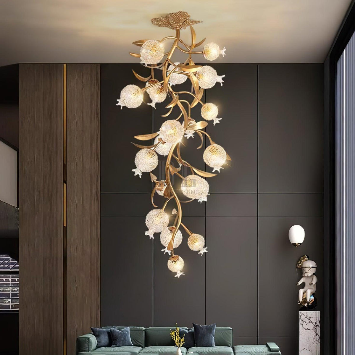 Pomegranate Brass Branch Chandelier - ∅ 19.7″ x H 51.2″ / Dia 50cm x H 130cmDark Coppercasivra