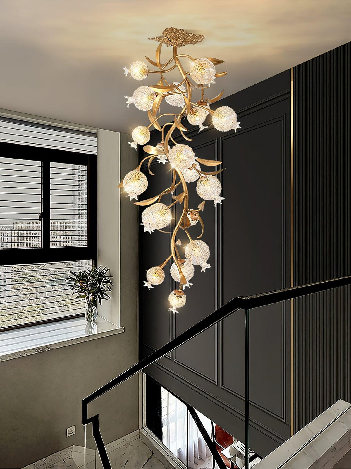 Pomegranate Brass Branch Chandelier - ∅ 19.7″ x H 51.2″ / Dia 50cm x H 130cmDark Coppercasivra