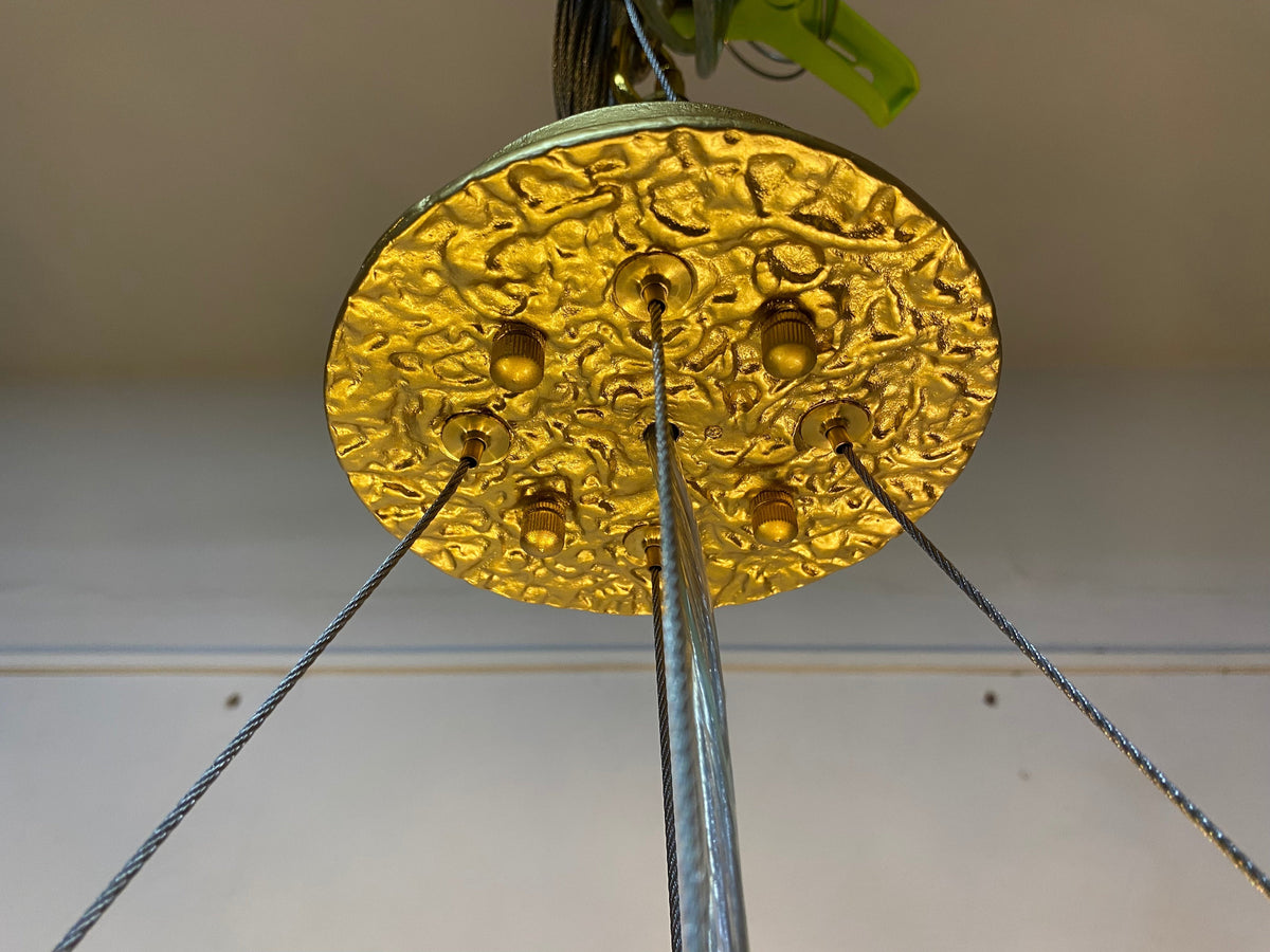 Post - Modern Art Brass and Ceramics Flower Pendant Branch Chandelier for Living/Dining Room - L49.2"*W19.7"*H21.7"Warm Lightcasivra