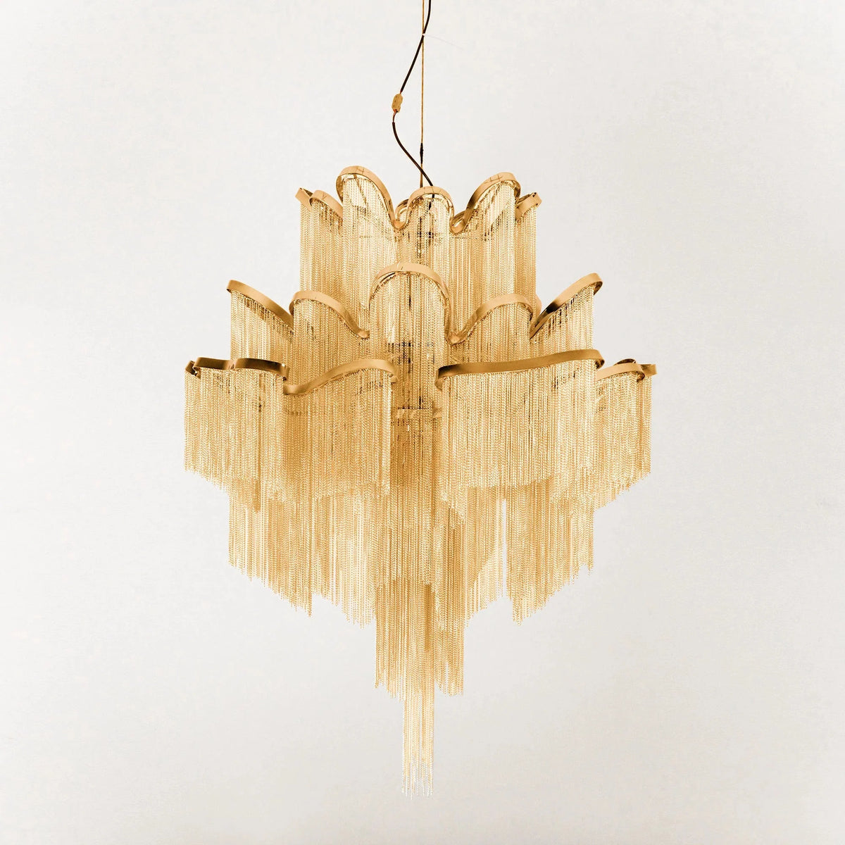 Post - Modern Extra Large Stainless Steel Long Tassel Chandelier - D39.4"*H39.4"GoldWarm Lightcasivra