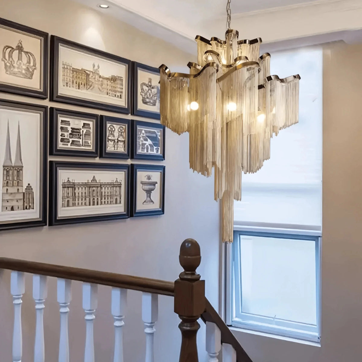 Post - Modern Extra Large Stainless Steel Long Tassel Chandelier - D39.4"*H39.4"SilverDimmable Warm Lightcasivra