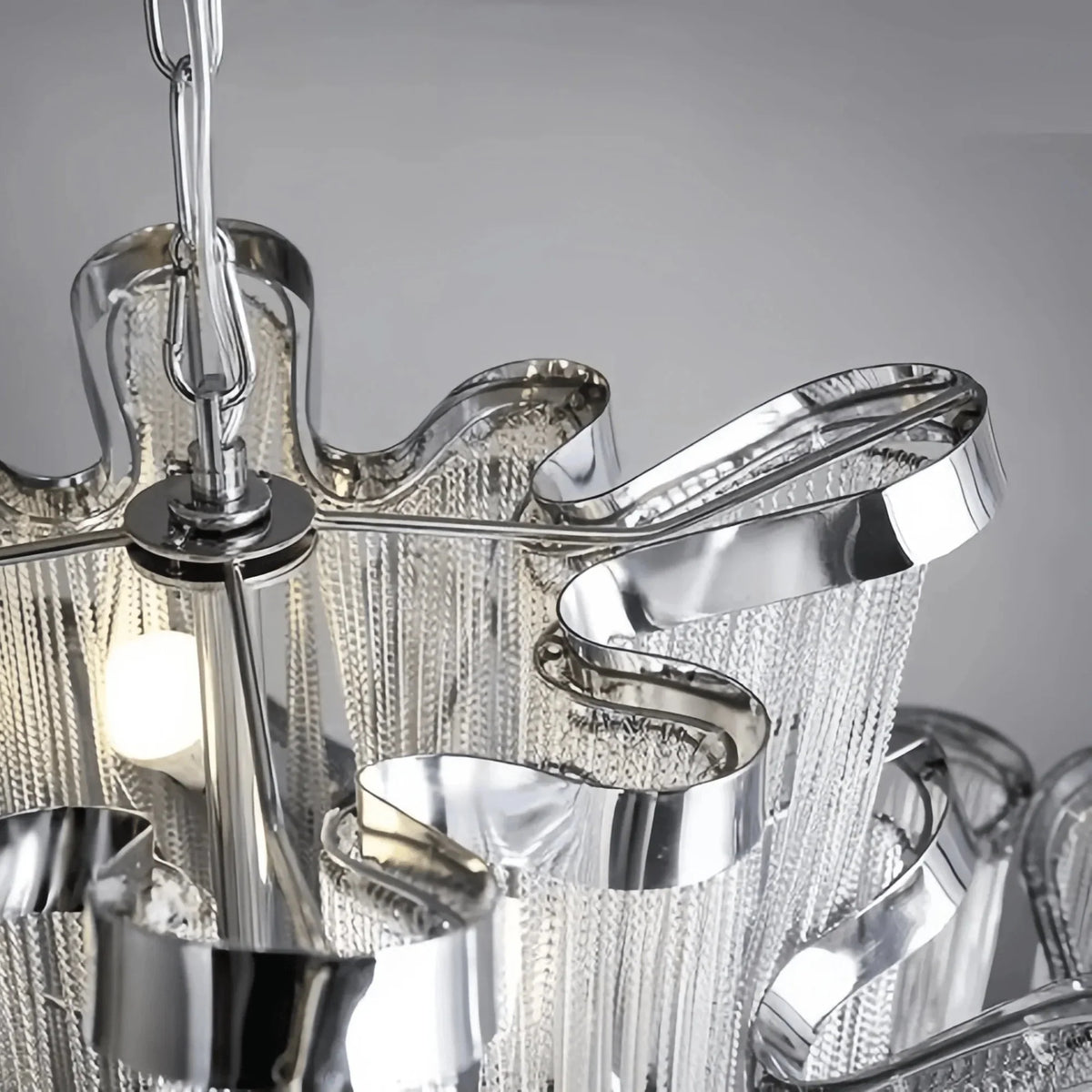 Post - Modern Extra Large Stainless Steel Long Tassel Chandelier - D47.2"*H47.2"SilverWarm Lightcasivra