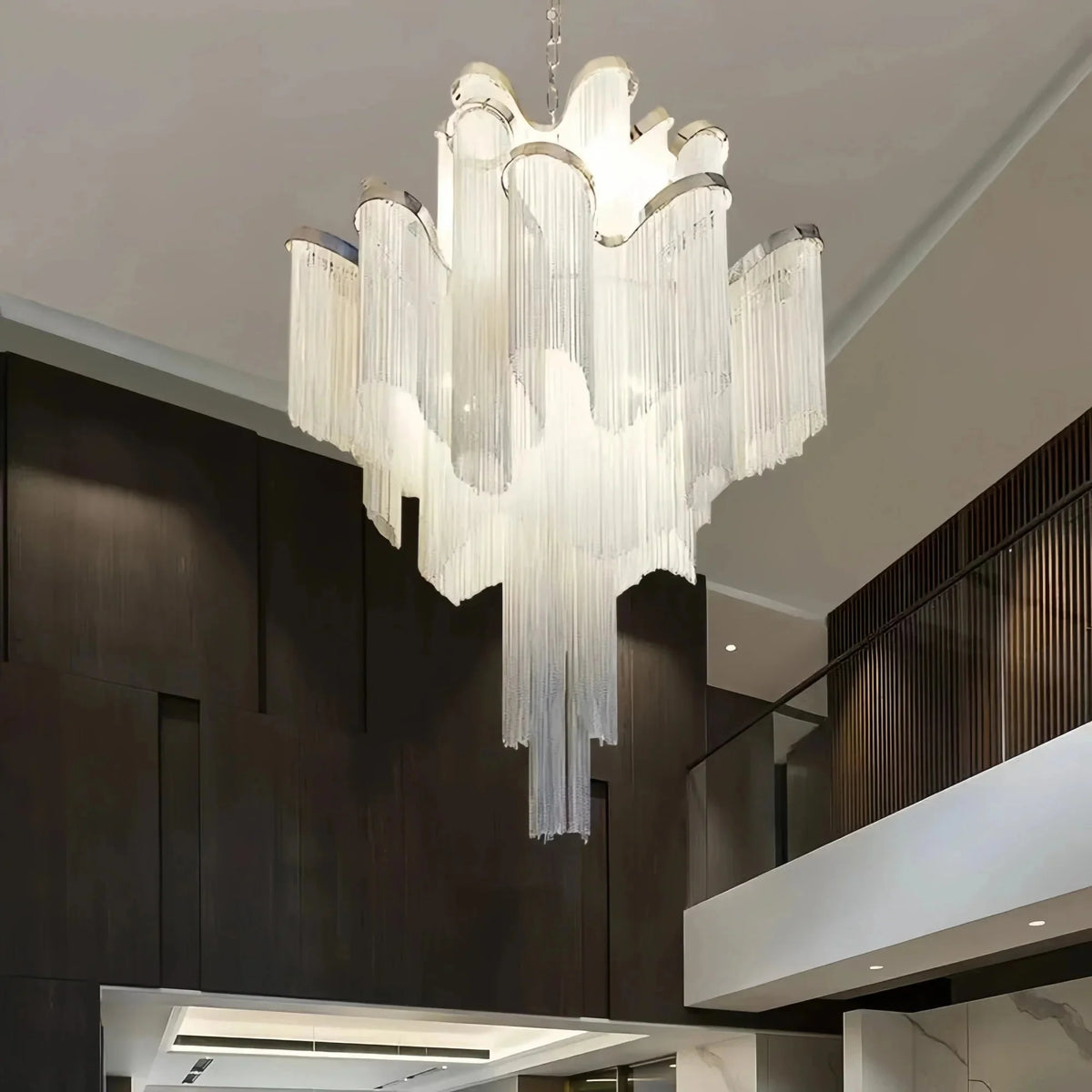 Post - Modern Extra Large Stainless Steel Long Tassel Chandelier - D47.2"*H47.2"SilverWarm Lightcasivra
