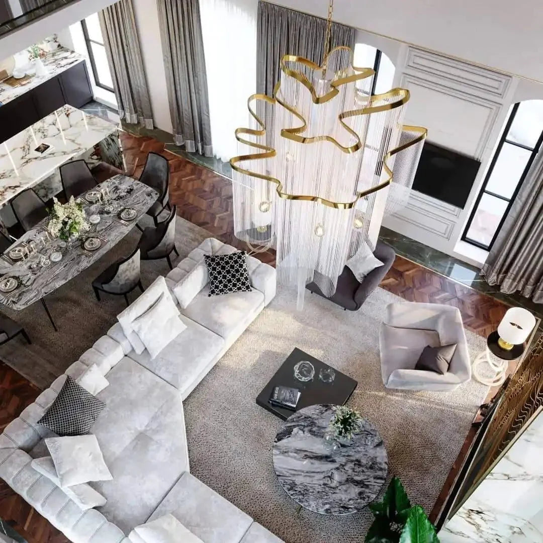 Post - Modern Extra Large Stainless Steel Long Tassel Chandelier - D59.1"*H59.1"SilverWarm Lightcasivra