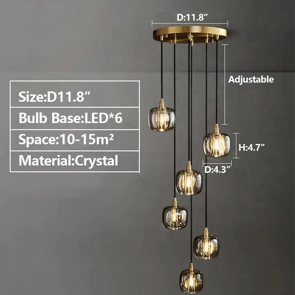 Post - modern Extra - long Pendant Light Fixtures for Staircase/High - ceiling Space/Foyer - 10 Lights: D15.8"AmberWarm Lightcasivra