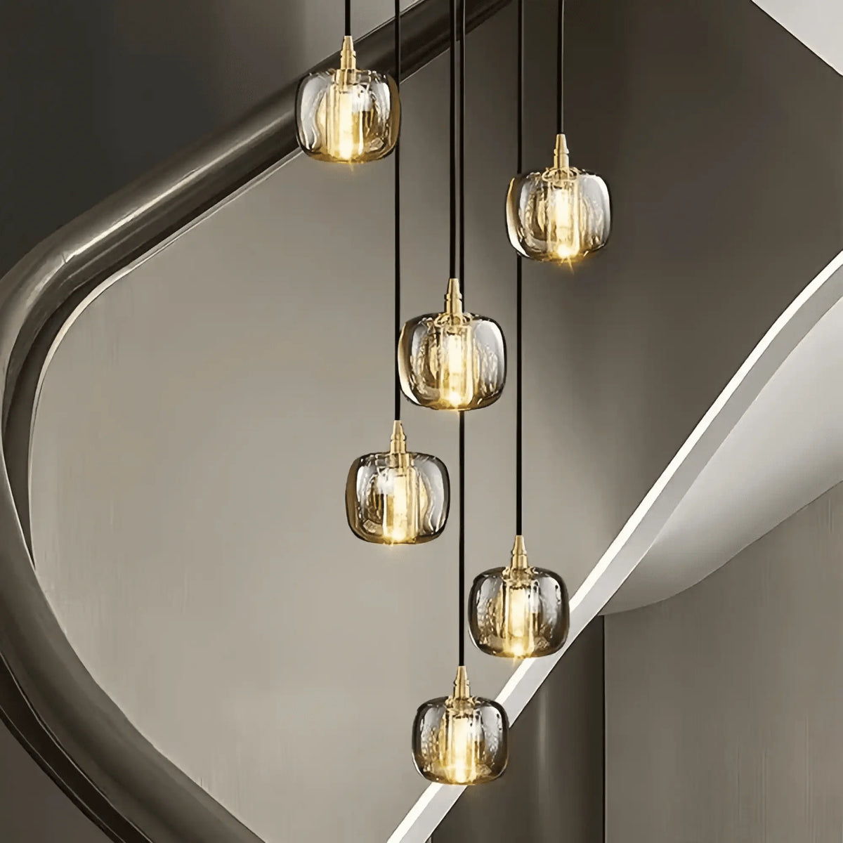 Post - modern Extra - long Pendant Light Fixtures for Staircase/High - ceiling Space/Foyer - 6 Lights: D11.8"AmberWarm Lightcasivra