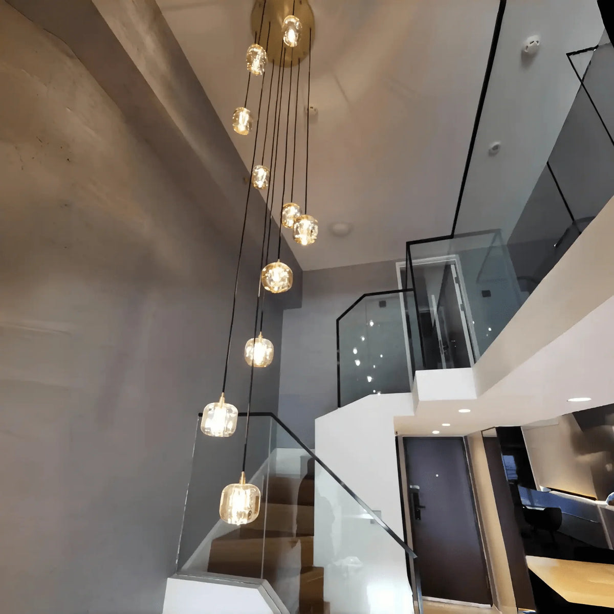 Post - modern Extra - long Pendant Light Fixtures for Staircase/High - ceiling Space/Foyer - 6 Lights: D11.8"AmberWarm Lightcasivra