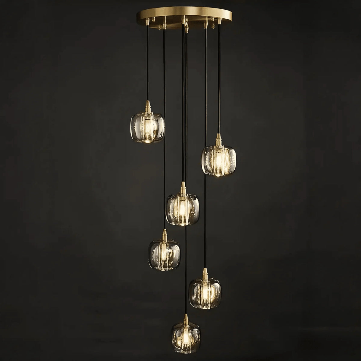 Post - modern Extra - long Pendant Light Fixtures for Staircase/High - ceiling Space/Foyer - 6 Lights: D11.8"AmberWarm Lightcasivra