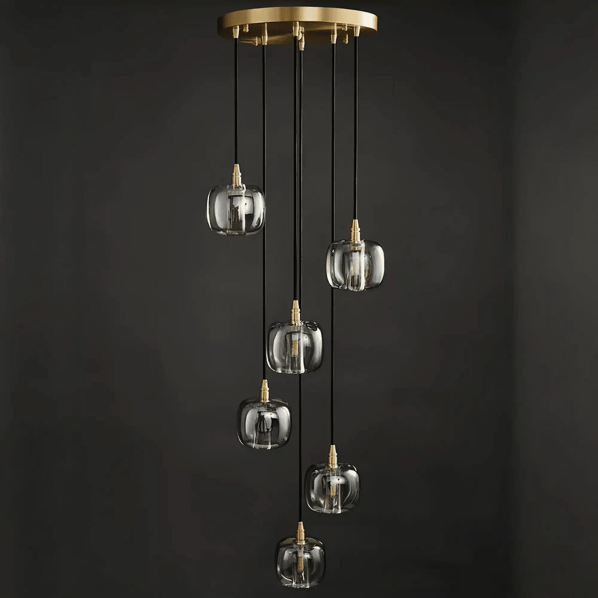 Post - modern Extra - long Pendant Light Fixtures for Staircase/High - ceiling Space/Foyer - 6 Lights: D11.8"AmberWarm Lightcasivra