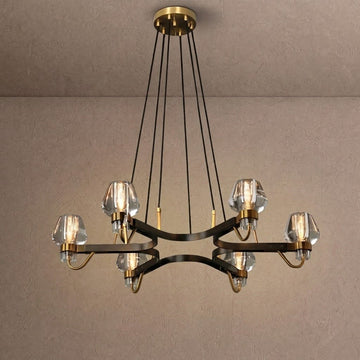 Post-modern Light Luxury Full Brass Chandelier for Living Room/Bedroom - 6 Lights: D30.7"*H8.7"/12kgClearWarm Lightcasivra